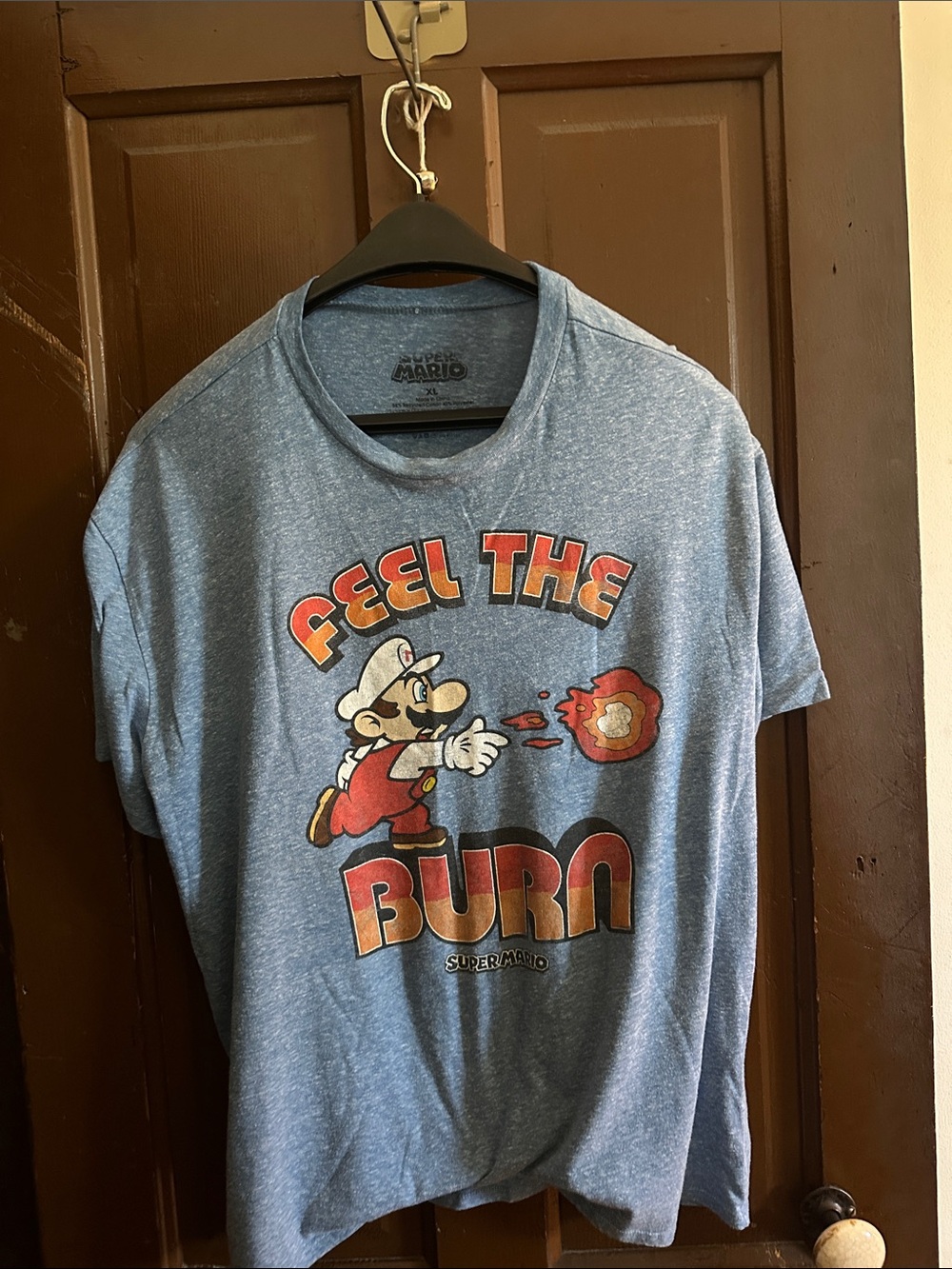 Nintendo Blue 'Feel The Burn' Super Mario Graphic Tee